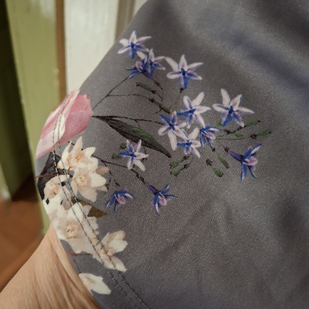 Iris Floral Backless Dress in Gray and Pink - Picture 2 of 5